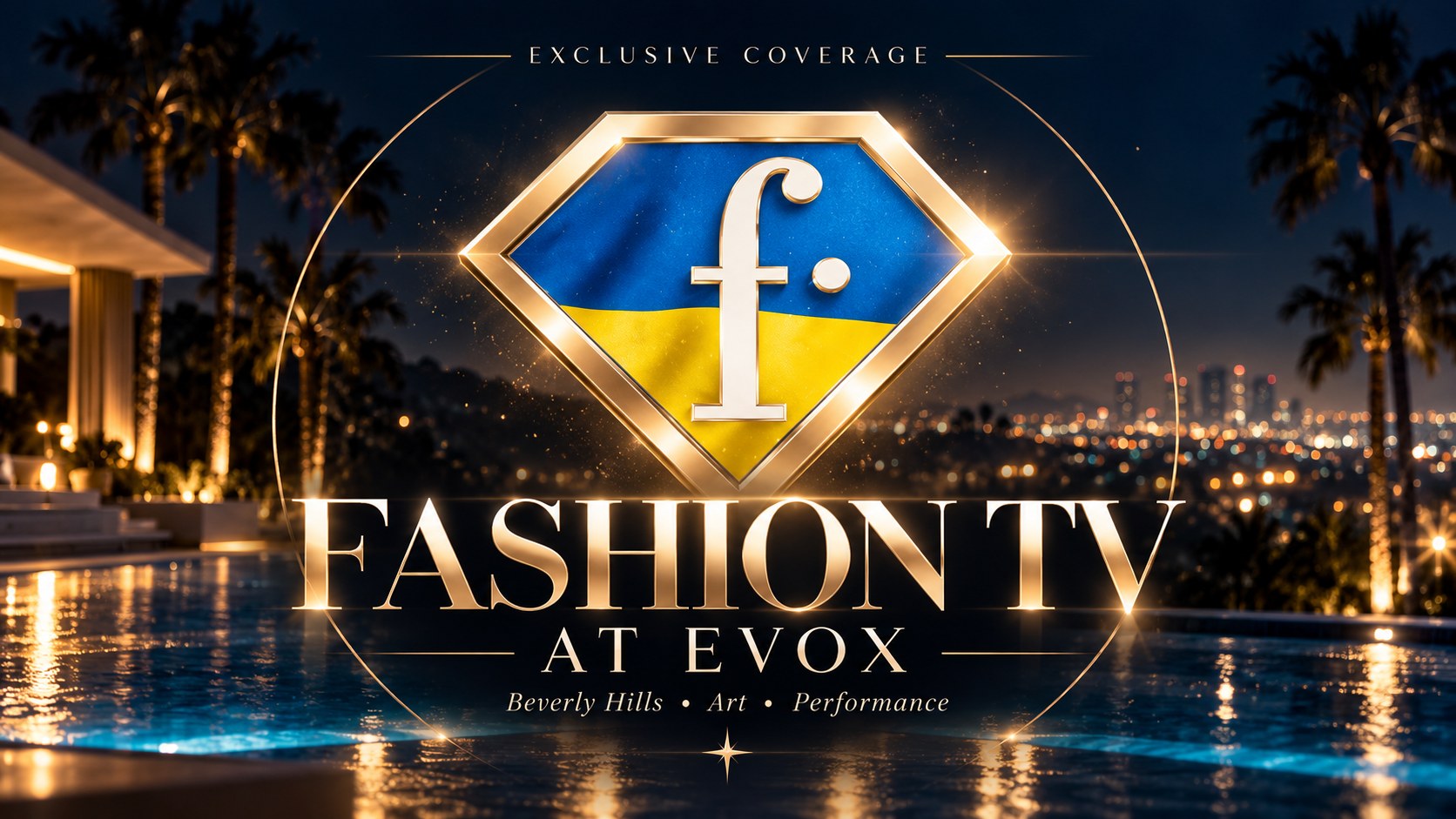 Fashion TV at EVOX cover — Fashion TV emblem over the Beverly Hills pool