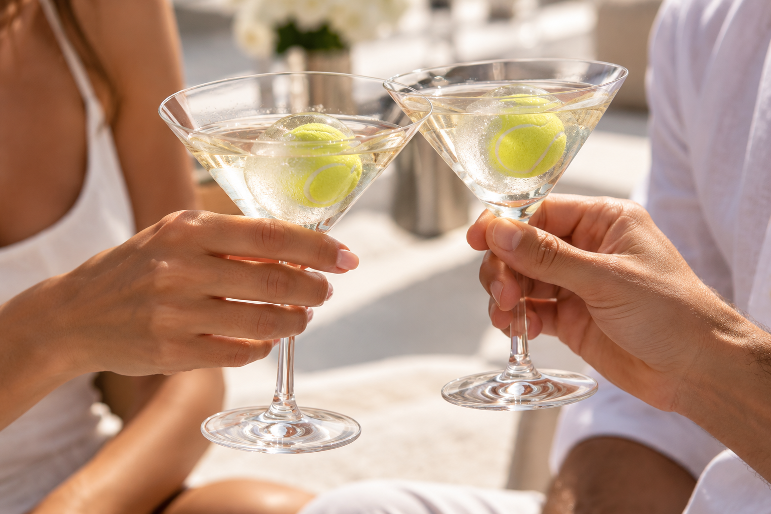 Guests toasting with refreshing drinks